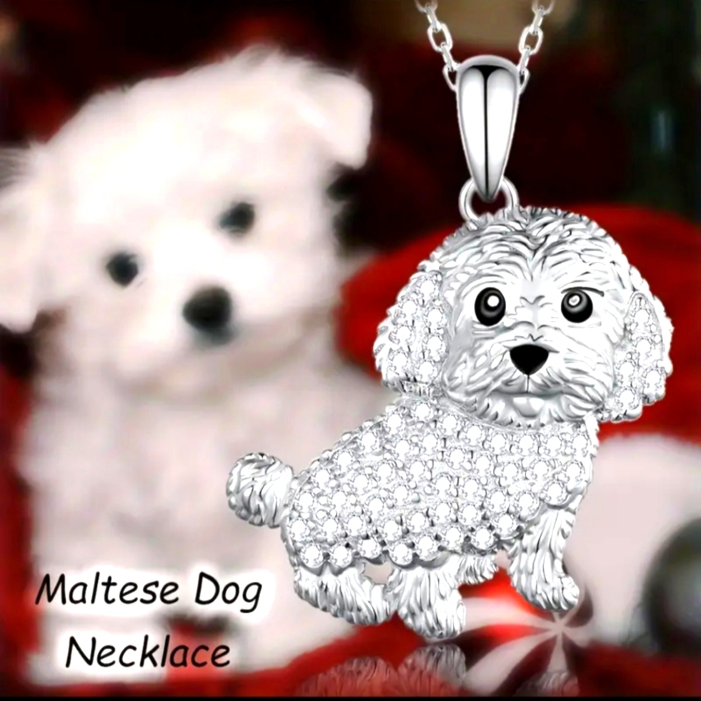 NEW! Cubic Zirconia Maltese Keychain Bag 🎒👜 Charm Jewelry Pendant ~ 🎁 🐾 🐕